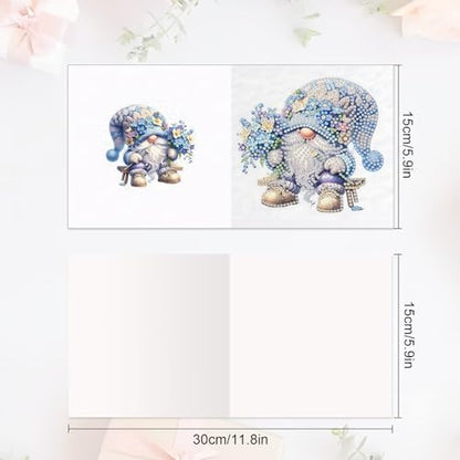 MVVMTOP 6pcs Diamond Art Painting Greeting Card, DIY Flower and Dwarf Diamond Art Greeting Card for Blessing and Wishe Special Shaped Diamond Arts Crafts for Christmas Birthday Thanksgiving Day - Image 2