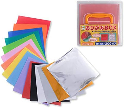 Beautiful Japanese Origami Paper with Storage Box, 300 Sheets, 16 Colors, 6 inch Square, Made in Japan by Unknown