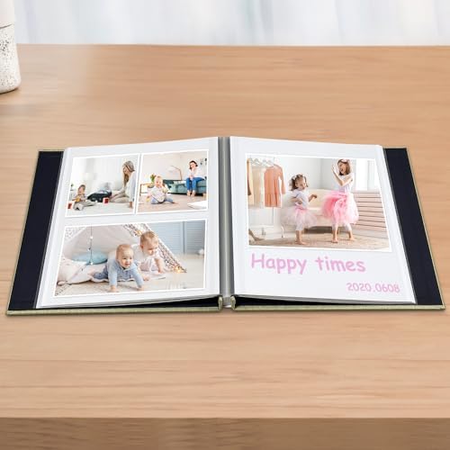 Photo Album Scrapbook – 4x6, 5x7 & 8x10 Pictures – Self-Adhesive Pages for Baby, Wedding, Travel & Family Memories | Includes Metallic Pen & Scraper/Light Matcha Large DIY Memory Book for Gifts - Image 3