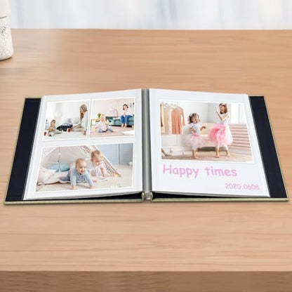 Photo Album Scrapbook – 4x6, 5x7 & 8x10 Pictures – Self-Adhesive Pages for Baby, Wedding, Travel & Family Memories | Includes Metallic Pen & Scraper/Light Matcha Large DIY Memory Book for Gifts - Image 3