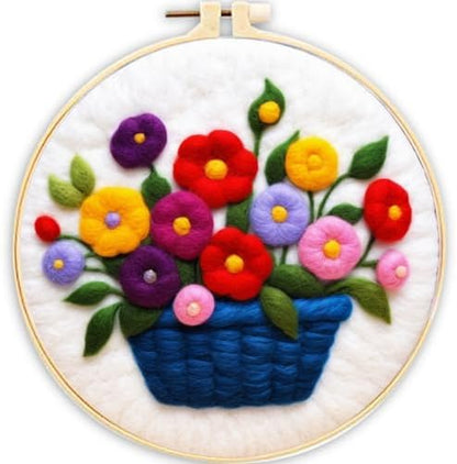 CaptainCrafts Needle Felting Kit, Wool Felt Supplies, Embroidery Hoops, Wool Painting Tools Needle Felting Starter Kit for DIY Decoration (Multicoloured Bouquet) by CaptainCrafts