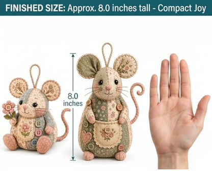 Patchwork Mouse DIY Sewing Craft Kit - Floral Fabric (Mix A+B+C) - Image 7