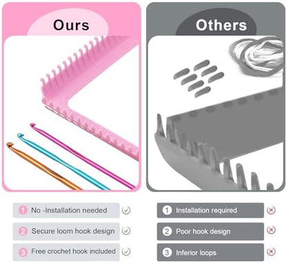 Beginner-Friendly Plastic Weaving Loom Kit, Portable Square Loom for DIY Crafts, Looms for Weaving Enthusiasts (Pink) - Image 5