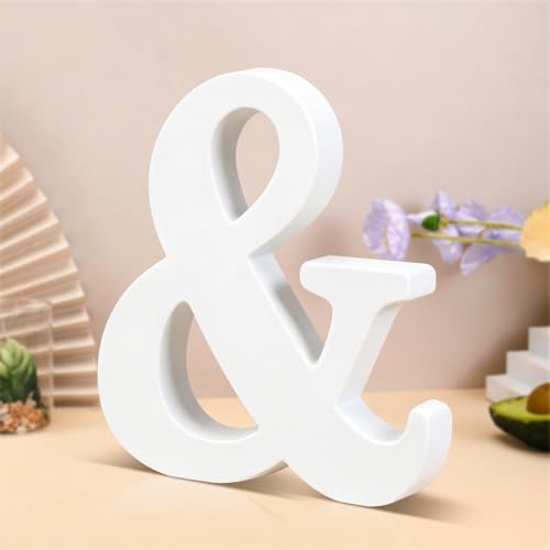 6 Inch White Wood Letters Unfinished Wooden Letters for Wall Decor Decorative Standing Letters Slices Sign Board Decoration for Craft Home Party Projects (&) by Unknown