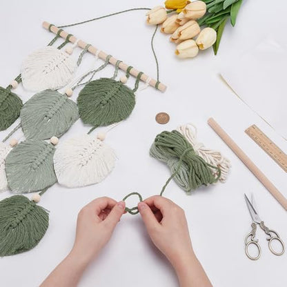 ORIGACH DIY Macrame Wall Hanging Leaves Decor Kit for Beginners Adults, Boho Farmhouse Easy Macrame Leaves Wall Tapestry kit for Home Living Room Bedroom - Image 4