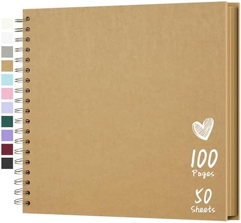 Scrapbook Photo Album 10"x10" 50 Sheets 100 Pages Hardcover Kraft Paper by Hiwhy
