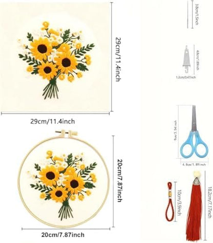 Zhenqing Cross Stitch Kit for Beginners, Flower Pattern and Butterfly Design, Stamped Embroidery Set (Flower Bee) - Image 5