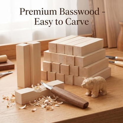 16Pcs Unfinished Basswood Blocks-1x1x4 Inch Small Rectangular Wood Blocks for Detailed Carving, Miniature Models, Art Projects, Unfinished Linden Wood (1x1x4in,16PC) - Image 5