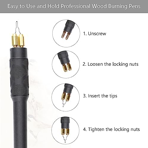 Professional Wood Burning Kit with One Pyrography Pen Single Wood Burner with 20 Wood Burning Tips with Case and 5PCS Stencils and one wood burning pen - Image 5