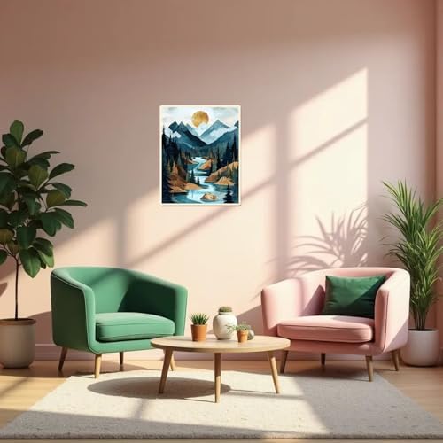 Mountain Paint by Numbers Kit for Adults Beginner Landscape Oil Painting Kit Adult Paint by Number Kits on Canvas Sunset DIY Painting for Beginners Art by Numbers for Gifts Home Wall Decor 16x20 Inch - Image 5