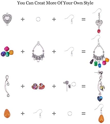 SUNNYCLUE 1 Box DIY 10 Pairs Chandelier Earrings Jewelry Making Starter Kit Chandelier Components Connector Charm Pendants, Shell Heart Beads, Earring Hooks Jewelry Findings for Adults Instruction - Image 4