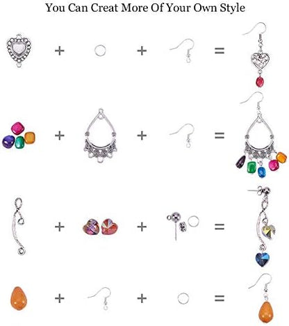 SUNNYCLUE 1 Box DIY 10 Pairs Chandelier Earrings Jewelry Making Starter Kit Chandelier Components Connector Charm Pendants, Shell Heart Beads, Earring Hooks Jewelry Findings for Adults Instruction - Image 4