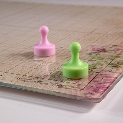 GLASSBOARD STUDIO Glass Craft Mat - Magnetic, Heat & Scratch Resistant - For Crafting, Cutting, Painting, Mixed Media Artwork - Grid Lines, Non-Slip Rubber Feet (Vintage Floral 9"L x 12"W) - Image 3