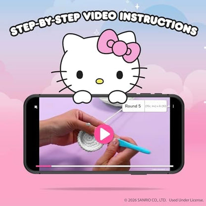 Hello Kitty® and Friends Crochet Kit – Hello Kitty® Bag Charm, Sanrio Crochet Kit for Beginners with Yarn, Starter Hooks, Step-by-Step Tutorials, DIY Craft, Great Teen Gifts - Image 2
