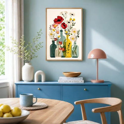 NXIKYO Framed Flower Bottles Paint by Numbers Kit for Adults Beginner, Wildflower Vase Easy Paint by Numbers Canvas with Frame, DIY Painting Kit for Relaxing Home Wall Decor Gift 8x12 Inch - Image 4