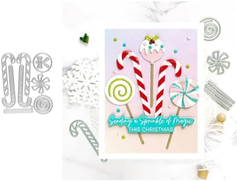 Scrapbooking Die-Cuts, Christmas Metal Cutting Dies for Card Making, Paper Craft Punch Template, Background Embossing Stencils, DIY Album Décor(Christmas Candy Stick-8.7x10.5cm) by FAWENUCY
