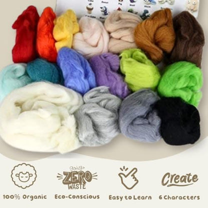 Woolbuddy Needle Felting Kit Starter Set, 16 Colors, White Core Wool & Tool - Image 3