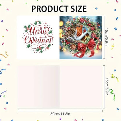 6Pcs Christmas Greeting Card DIY Diamond Art Painting Greeting Cards Blessing Folding Card Kit with White Envelopes Diamond Arts Crafts for Birthday Festival Gift-Bird02 - Image 3