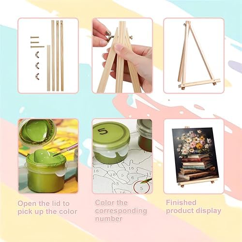 Book Paint by Numbers for Adults with Framed Canvas - with Wooden Easel - Image 6