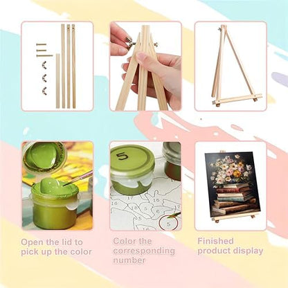 Book Paint by Numbers for Adults with Framed Canvas - with Wooden Easel - Image 6