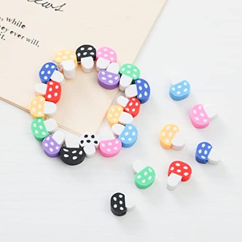 100pcs Mixed Polymer Clay Spacer Beads for Women Jewelry Making DIY Bracelet Necklace Hair Clip Accessories (Mushroom) - Image 2