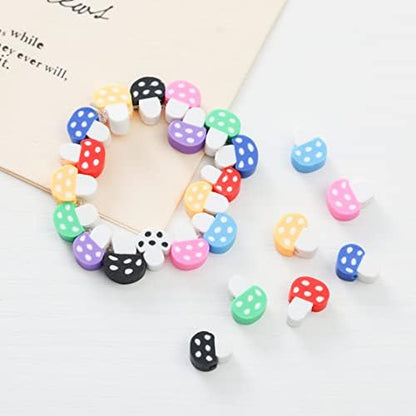 100pcs Mixed Polymer Clay Spacer Beads for Women Jewelry Making DIY Bracelet Necklace Hair Clip Accessories (Mushroom) - Image 2