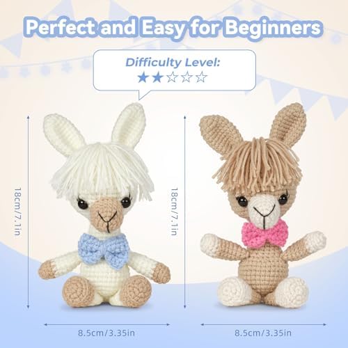 MOREJMTT Crochet kit for Beginners，Knitting kit，Equipped with Step-by-Step Video tutorials, Adult Junior Crochet Kits,Crochet Animals kit(2pack Alpaca) - Image 7