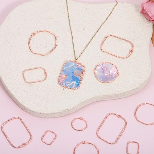 48 Pcs Alloy Open Back Bezel Pendants, 6 Styles Hollow Frame Pendants Ring for Resin Jewelry Making - Image 2