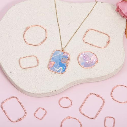48 Pcs Alloy Open Back Bezel Pendants, 6 Styles Hollow Frame Pendants Ring for Resin Jewelry Making - Image 2