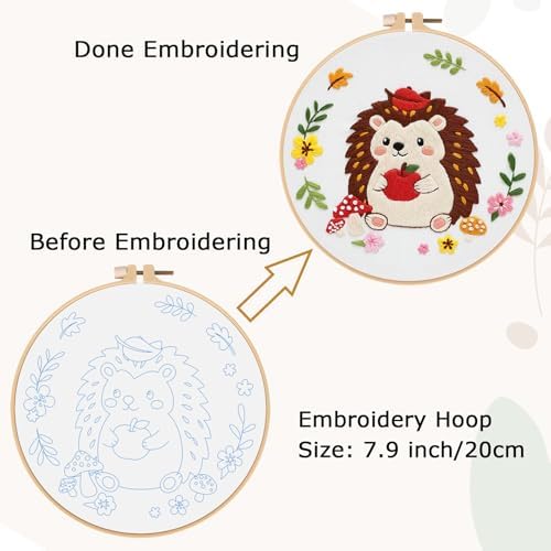 Louise Maelys Hedgehog Embroidery Kit, Cross Stitch Kit for Beginner - Image 5