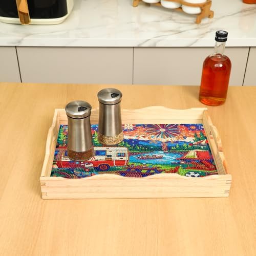 DOTSOPS 5D Diamond Art Kits for Adults Wooden Serving Tray with Handle - Image 5