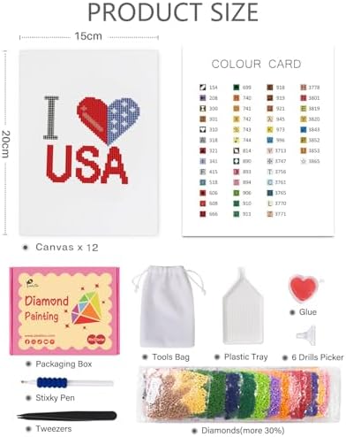 PeakLuv 12 Pcs 4th of July Small Diamond Art Kits for Adults Patriotic, Independence Day Mini Diamond Painting Kits, American Eagles Gem Art, Square Drill Painting for Home Wall Desktop Decor, 6X7in - Image 3