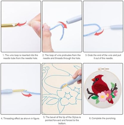 Louise Maelys Punch Needle Kit for Beginners with Cardinal Bird Pattern - Image 3