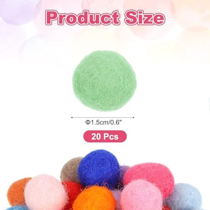 PATIKIL Wool Felt Balls Beads Wool Felting Pom 1.5cm 15mm Light Green for Home Decor DIY Crafts Handcrafts Project Pack of 20 - Image 2