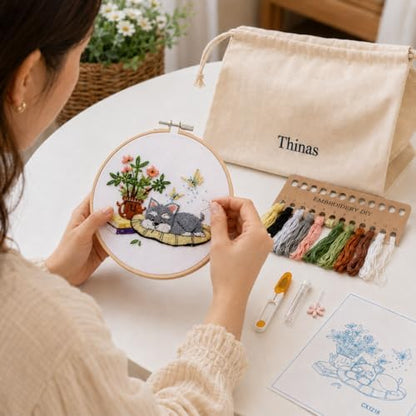 Thinas Embroidery Kit for Beginners Adults, 3 Pack Stamped Dog Embroidery Starter Set with Patterns & Video Tutorial, DIY Sewing Craft Supplies for Dog Lovers, Home Decor Gift Idea - Image 6
