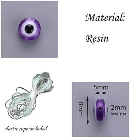 200pcs Evil Eye Beads Purple Lampwork Beads Charms for DIY Crafts Amulet Decoration Jewelry Making Rings Necklaces Bracelets Anklets(Purple) - Image 2