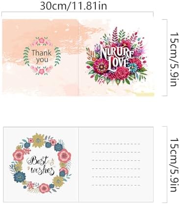 jinglinhh 6pcs Diamond Art Painting Flower Letter Greeting Cards with Envelopes, DIY Card Making Kits for Adults, Diamond Art Postcards Holiday Cards Craft Gifts - Image 2