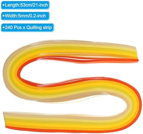 PATIKIL 240pcs Rainbow Quilling Strips Paper 3/16"(5mm) 21"(53cm) Origami Paper Quilling Strip for Art DIY Craft Christmas, Yellow - Image 2