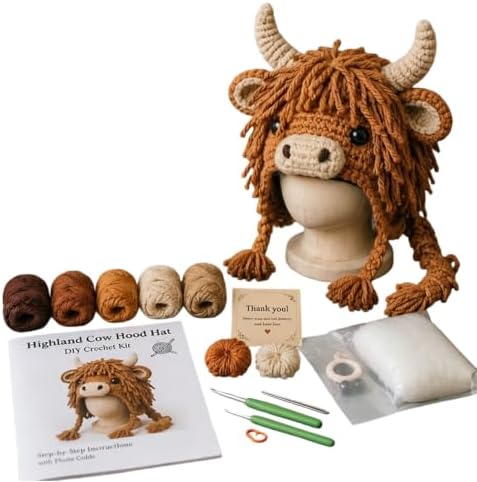 Fantasy Hood Hat DIY Crochet Kit Series for Beginners (Highland Cow) - Image 7