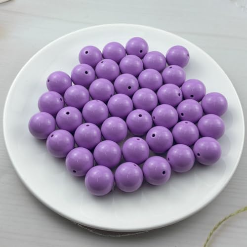 40pcs Acrylic Round Beads for Crafts 20mm Resin Candy Color Spacer Beads with Hole for Jewelry Making Sewing Crafts Decoration Necklaces Bracelets Earrings Supplies(Light Purple) - Image 2