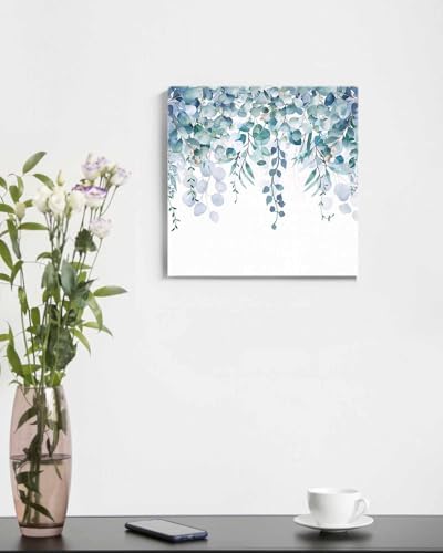Sunteeny Paint by Number for Adults Beginner Spring Eucalyptus Leaves Watercolor Botanical Plant Rustic Blue Leaves DIY Digital Oil Painting by Numbers Picture Drawing On Canvas Framed 16"x16" - Image 4