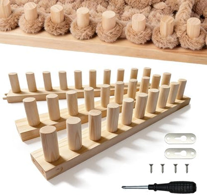 LARIAU Chunky Knitting Blankets Loom, Thick Yarn Knitting Loom for Beginners, 15" to 46" Long 3-in-1 Wooden Adjustable & Foldable & Portable Design DIY Machine, Birthday Gifts Knitting Lover Gift by LARIAU