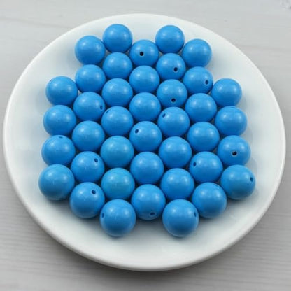 40pcs Acrylic Round Beads for Crafts 18mm Resin Candy Color Spacer Beads with Hole for Jewelry Making Sewing Crafts Decoration Necklaces Bracelets Earrings Supplies(Sky Blue) - Image 2