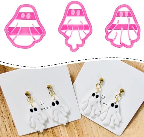 Xaekicr Halloween Ghost Polymer Clay Cutters – 3 Pcs Spooky Clay Cutters for Earrings and DIY Crafts, Polymer Clay Tools for Jewelry Making by Xaekicr