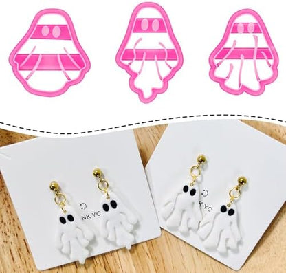 Xaekicr Halloween Ghost Polymer Clay Cutters – 3 Pcs Spooky Clay Cutters for Earrings and DIY Crafts, Polymer Clay Tools for Jewelry Making by Xaekicr