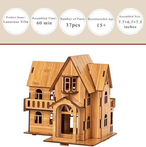 Log Cabin 3D Wooden House Puzzle,DIY Mini Building Model Kit，009 - Image 2