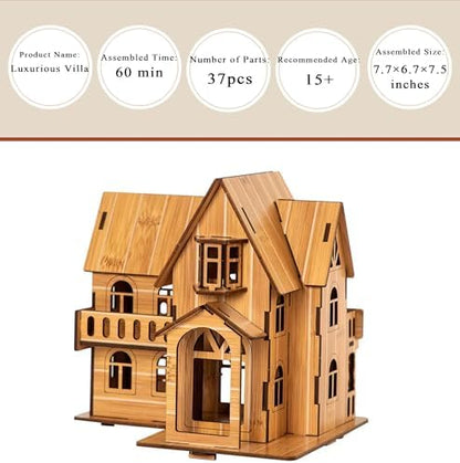 Log Cabin 3D Wooden House Puzzle,DIY Mini Building Model Kit，009 - Image 2