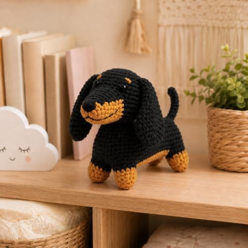Nikolle Dachshund Crochet Kit for Beginners, Amigurumi Animal Craft Kit - Image 7