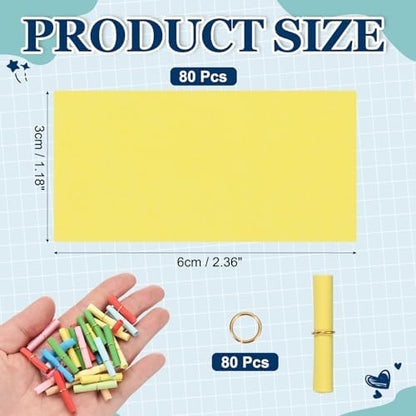 MECCANIXITY 80Pcs Message Paper Scrolls 3x6cm Lucky Wishing Dark Yellow - Image 2