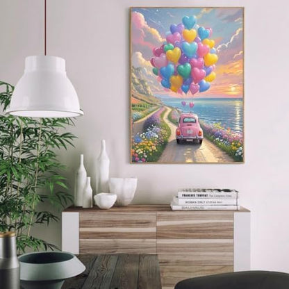 Clendo Balloon Paint by Numbers Kit for Adults, Car Paint by Number for Adults Beginner on Canvas, Ideal Gift Choice for Birthday and Festival, DIY Acrylic Paints for Wall Decor 16x20inch - Image 4